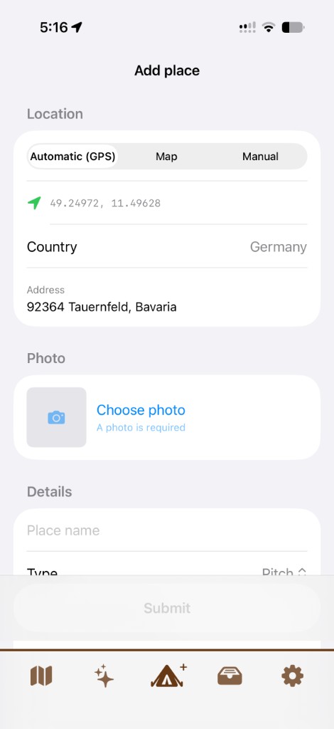 Platz hinzufügen iOS
